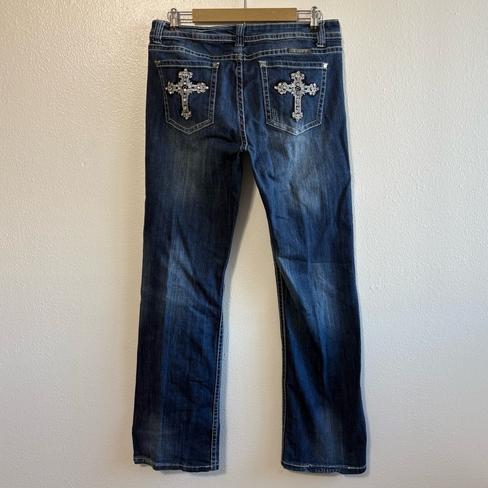 Cowgirl Tuff Size 32 Victory II Bling Cross Pocket Bootcut Jeans Western Cowgirl